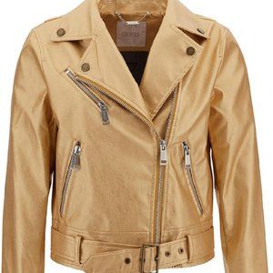 GUESS Lana Metallic Faux-Leather Biker Jacket
